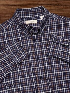 Turnbury Men’s Twill Check Pattern Button Up Shirt. Size L 33